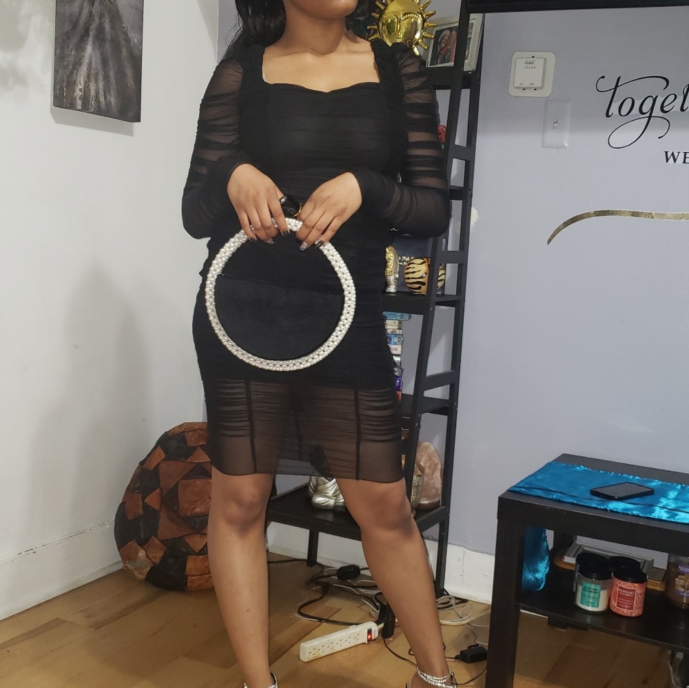 Did you Mesh Me Ruched Midi Dress